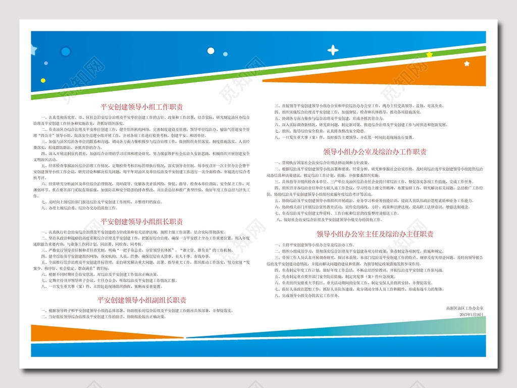 岗位工作职责范本展板