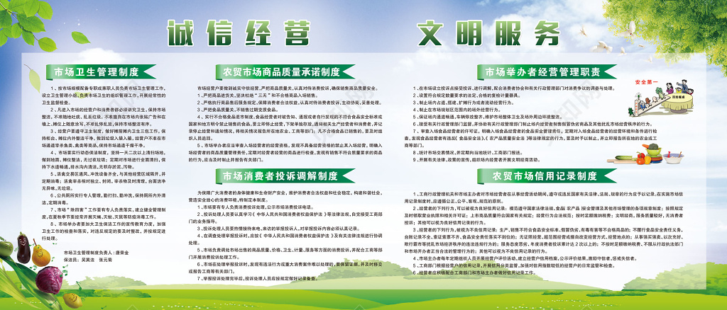 农贸市场诚信经营文明服务信用记录制度牌