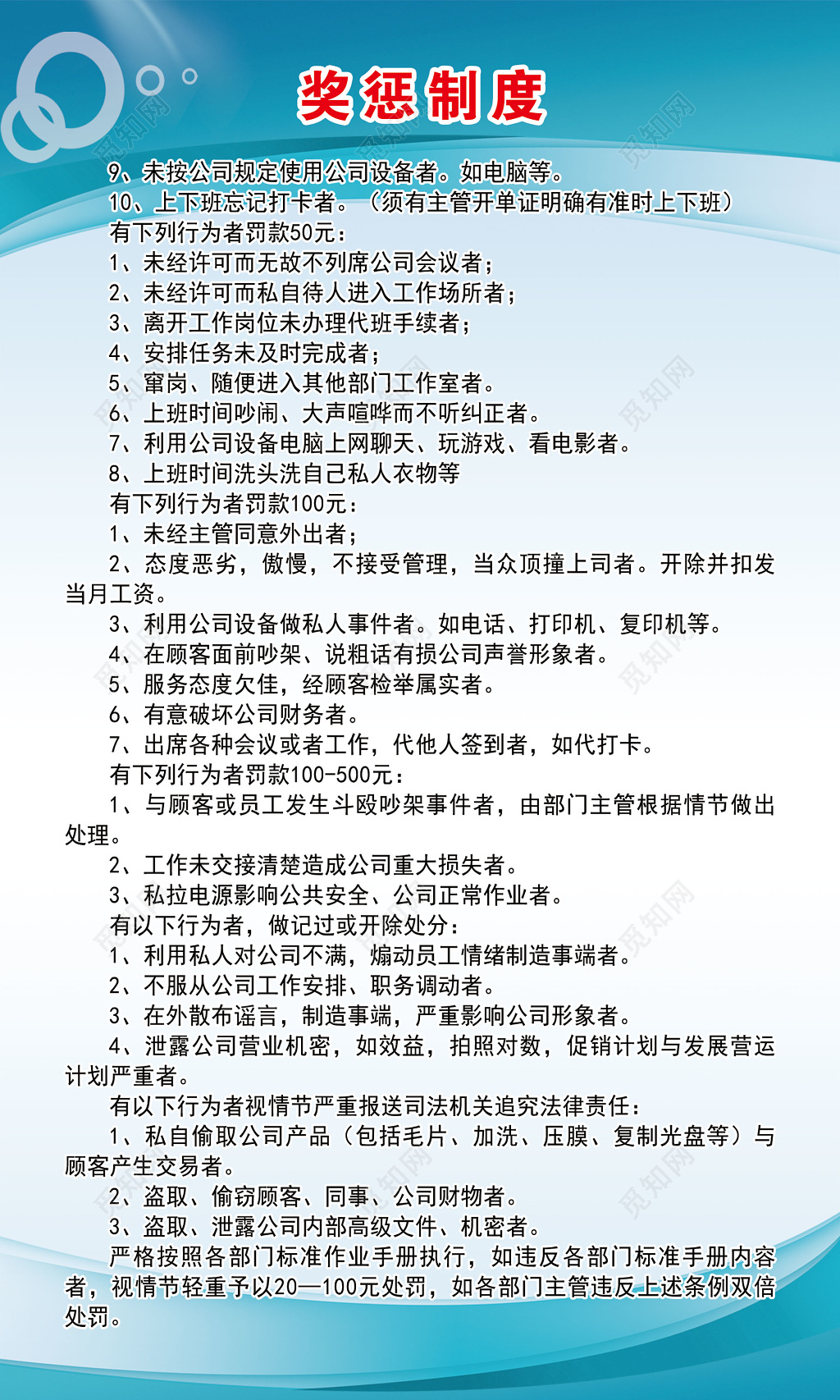 公司员工上班打卡考勤部门标准作业手册制度牌