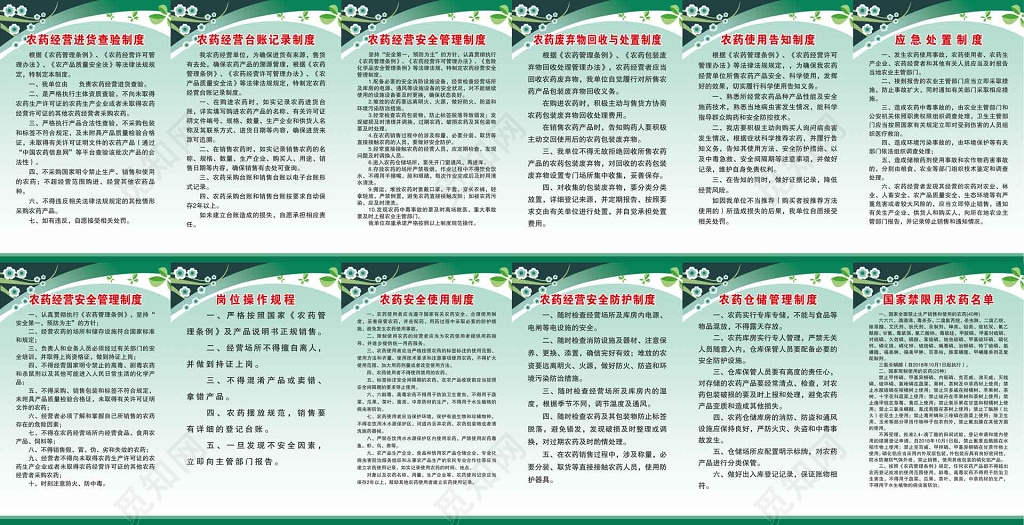 农药废弃物回收处置安全管理使用制度牌