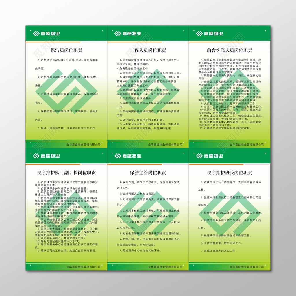 工程人员保洁员客服人员物业公司管理制度牌