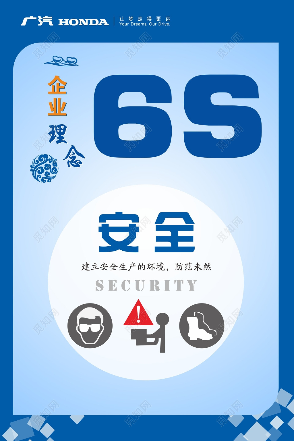 蓝色安全6s管理制度文化海报