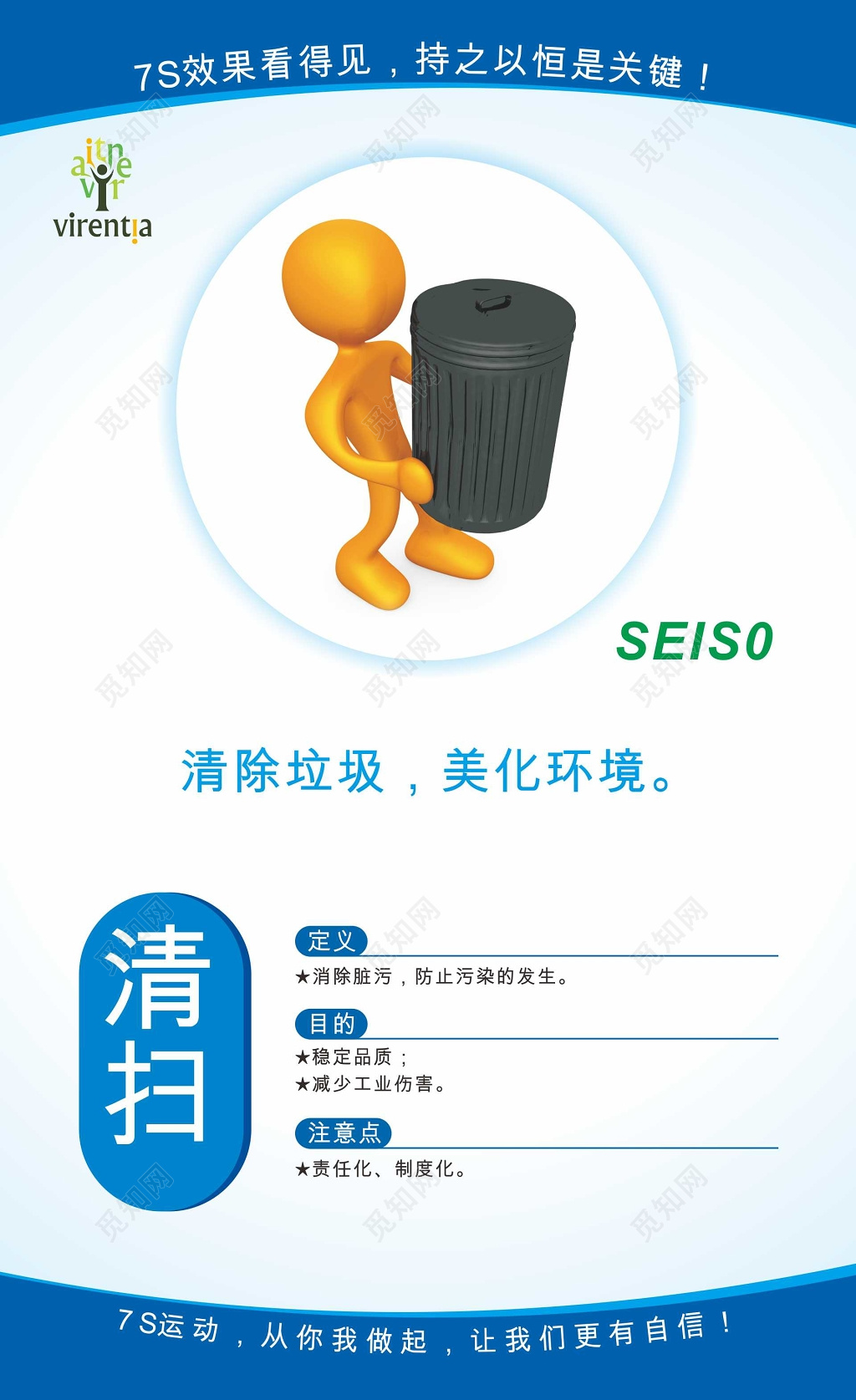 清扫3D小人6s管理制度文化海报