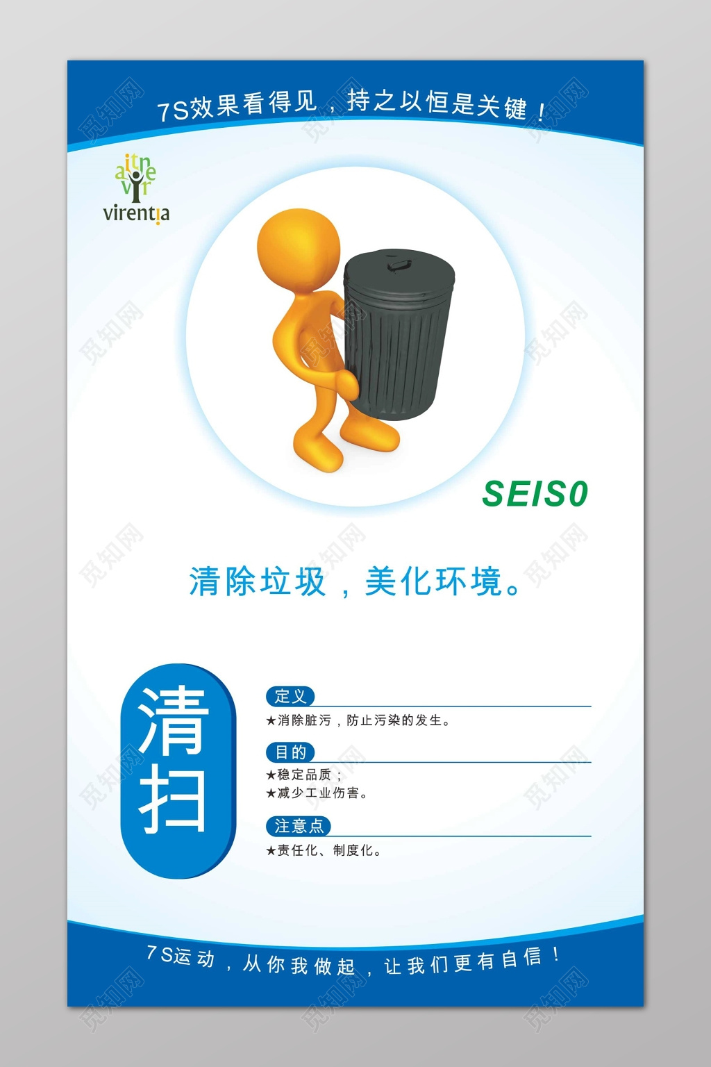 清扫3D小人6s管理制度文化海报