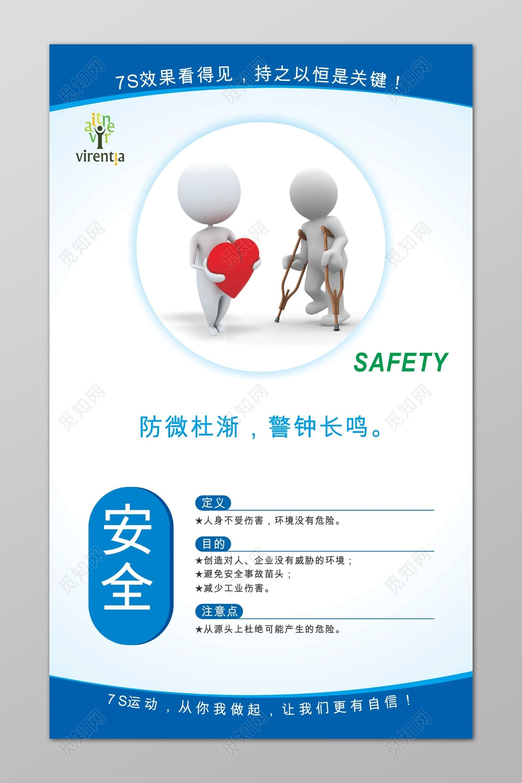 安全3D小人6s管理制度文化海报