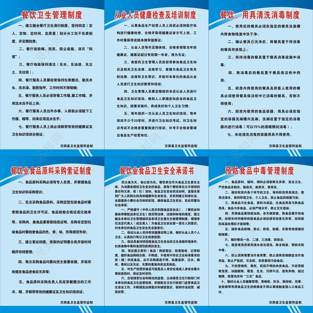 餐厅管理餐饮卫生管理及食品安全中毒管理等制度牌