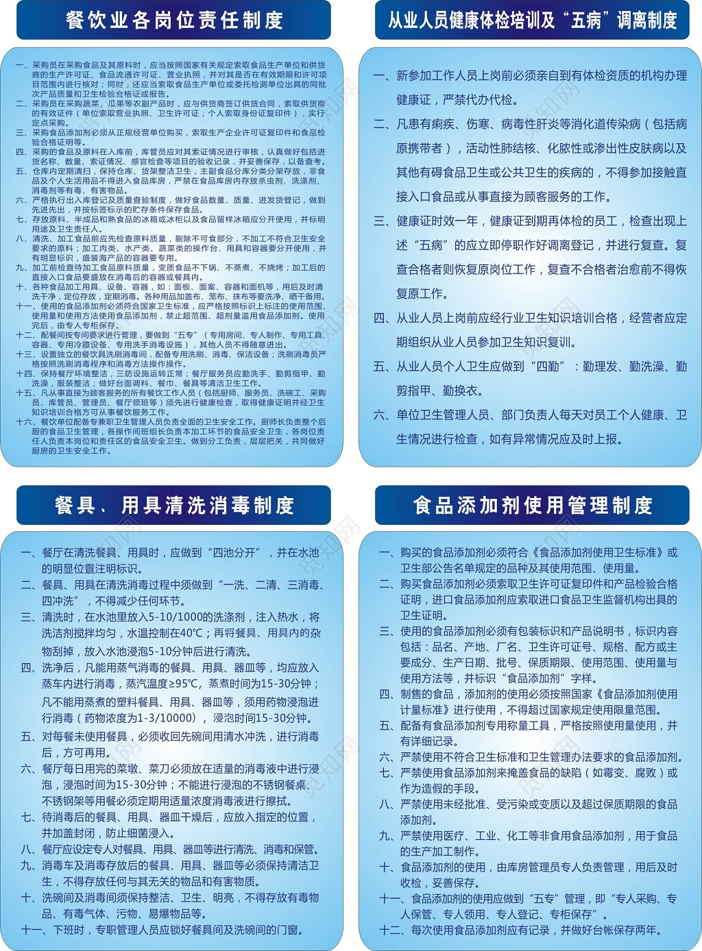 餐厅管理制度及餐饮业各岗位责任及消毒等制度牌