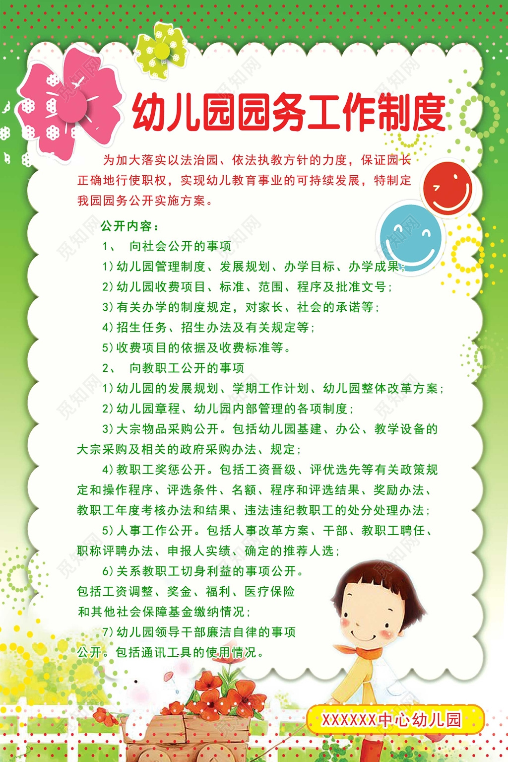 幼儿园学校员务管理制度牌