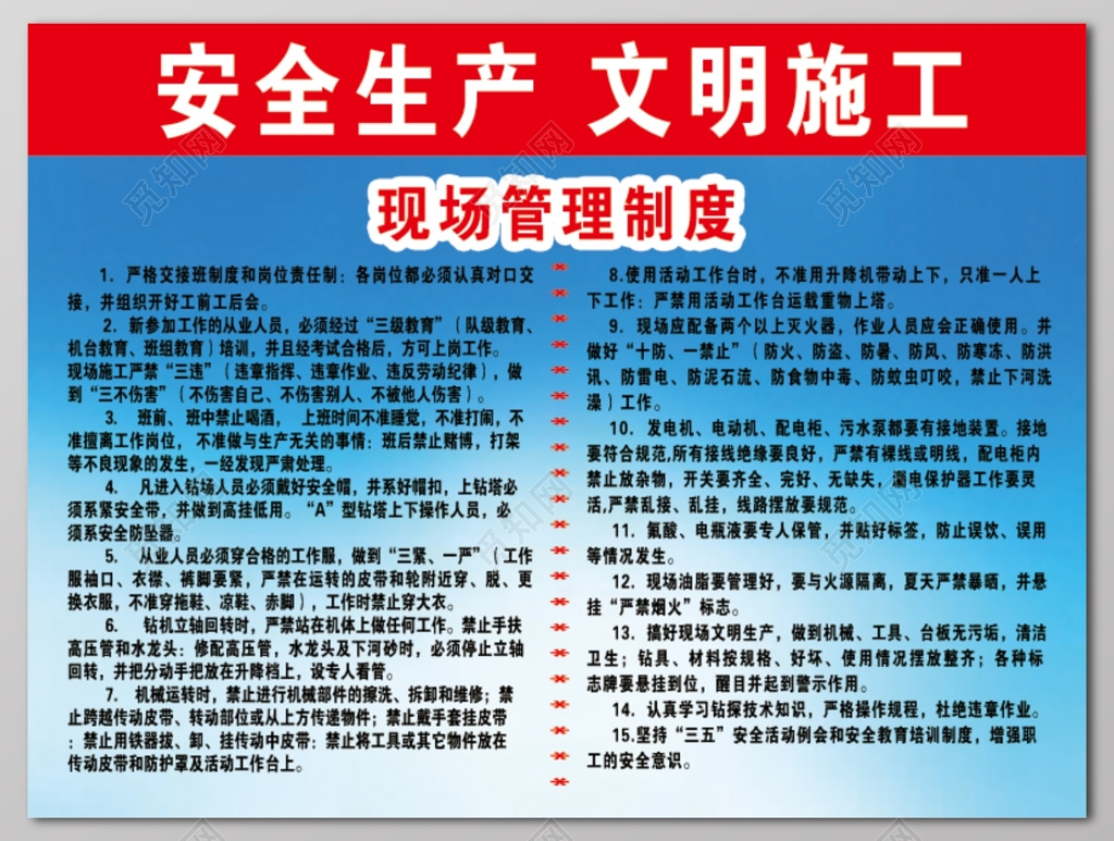 安全生产文明施工现场管理制度牌