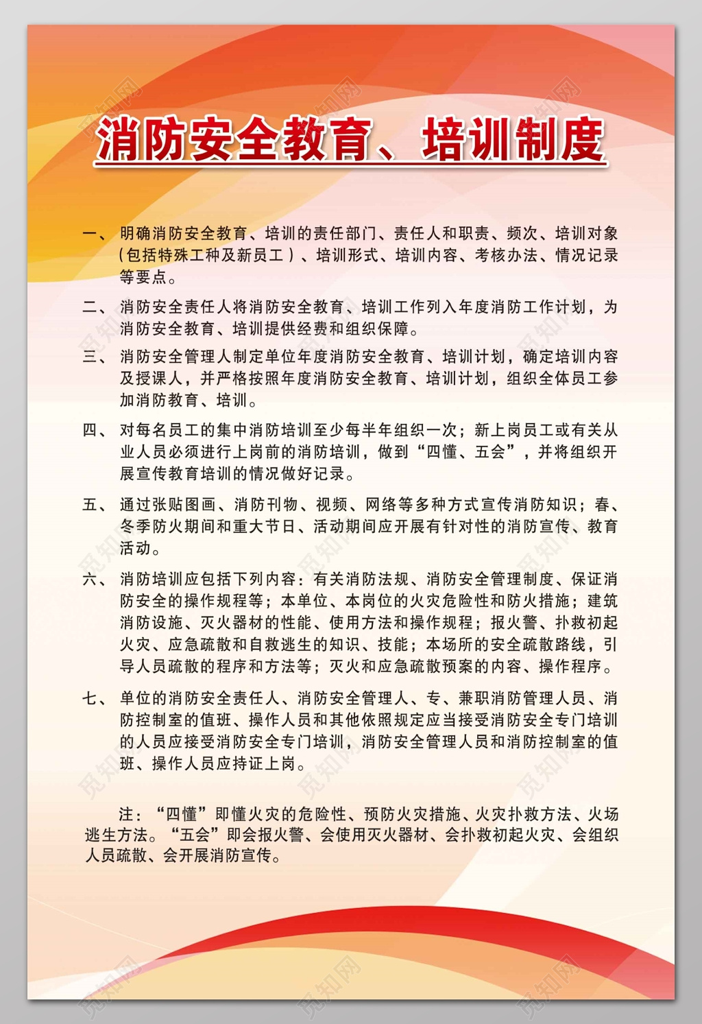 消防安全教育培训制度消防安全防范制度牌