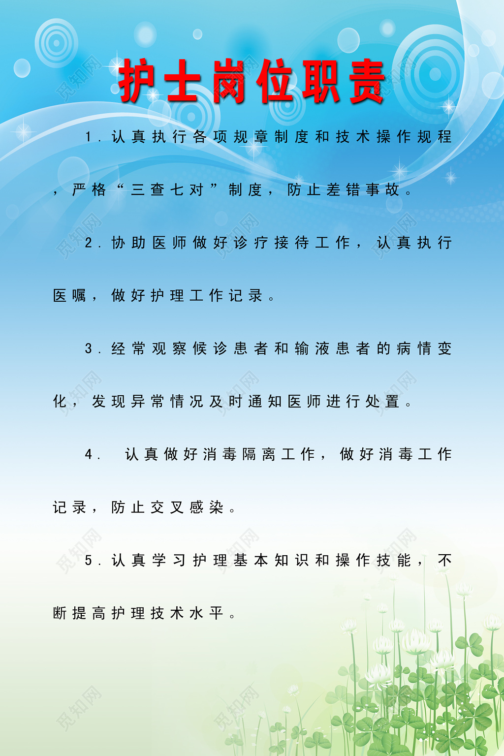 护士岗位职责医疗机构规章制度蓝色制度牌