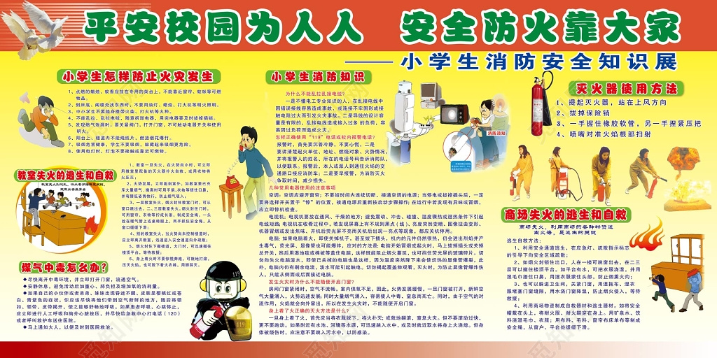 平安校园为人人安全防火靠大家火警119消防安全安全意识宣传栏