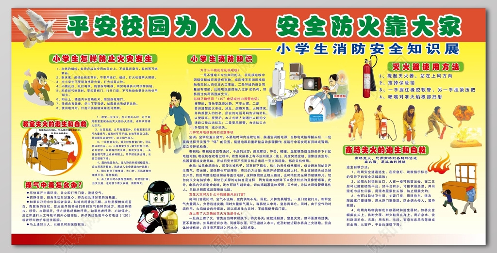 平安校园为人人安全防火靠大家火警119消防安全安全意识宣传栏