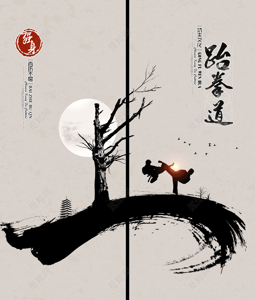 功夫文化跆拳道宣传海报