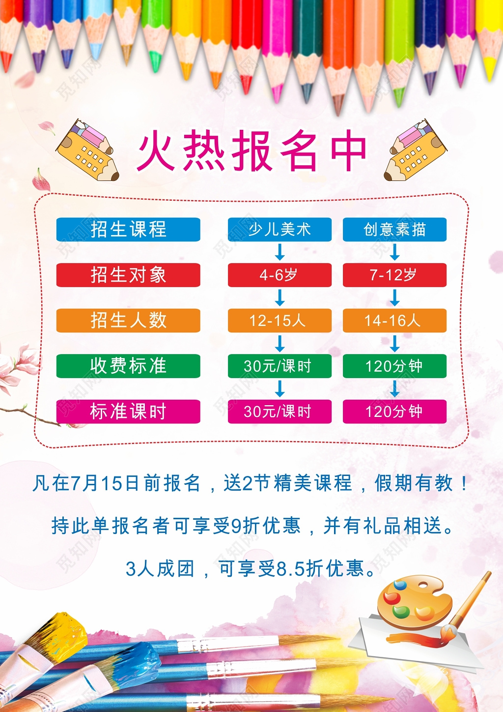 少儿美术培训班招生宣传单