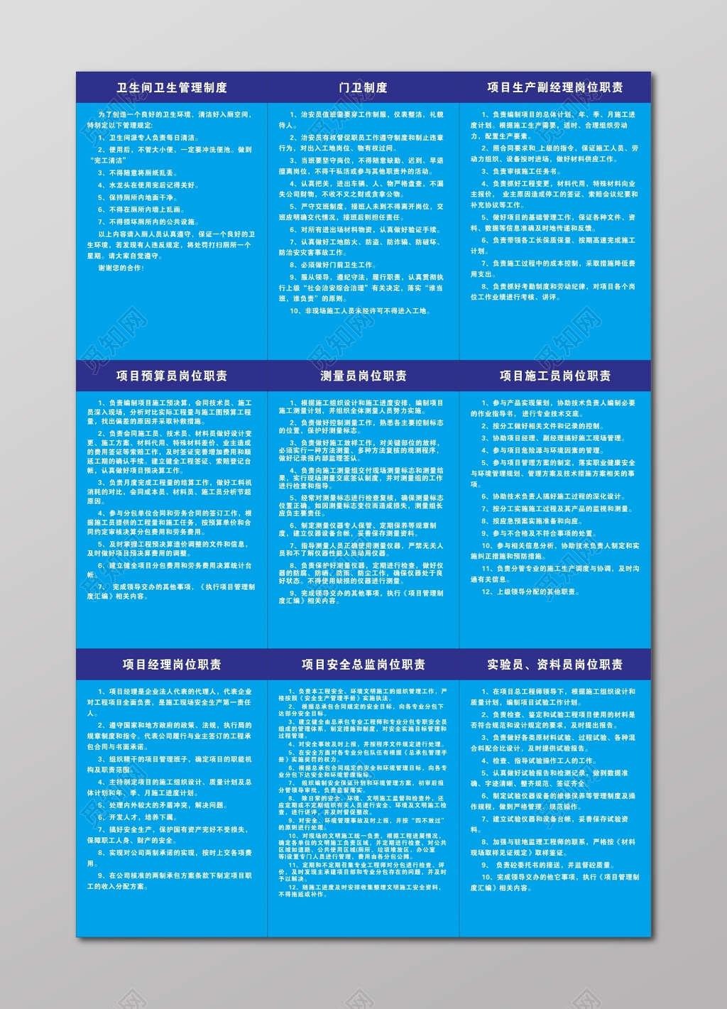 门卫制度测量员项目施工员岗位职责公司管理制度牌