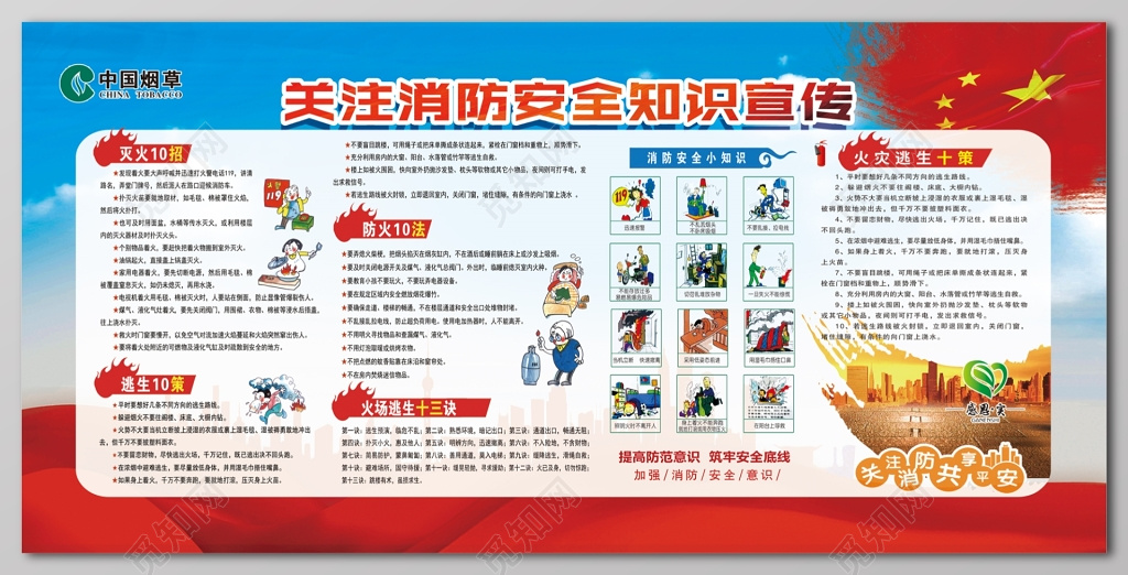 119消防安全安全意识关注消防安全知识宣传栏