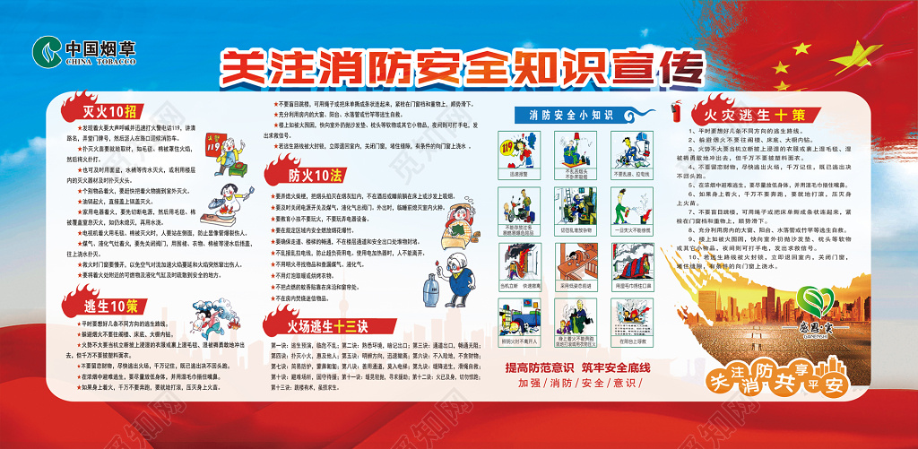 119消防安全安全意识关注消防安全知识宣传栏