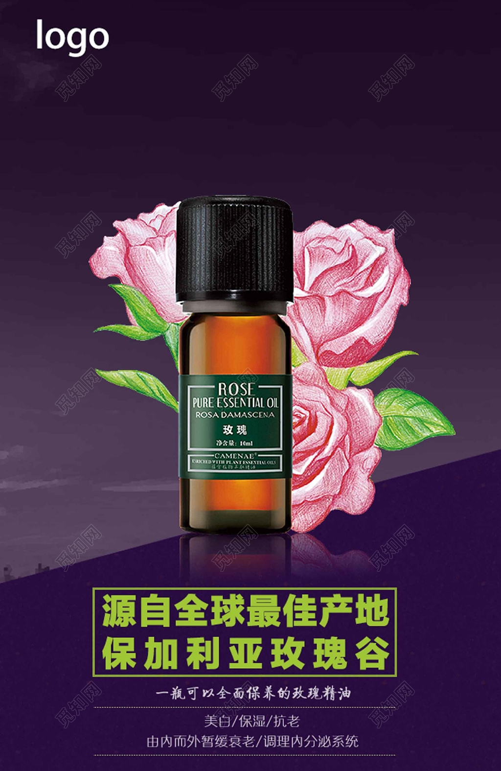 玫瑰精油化妆品海报