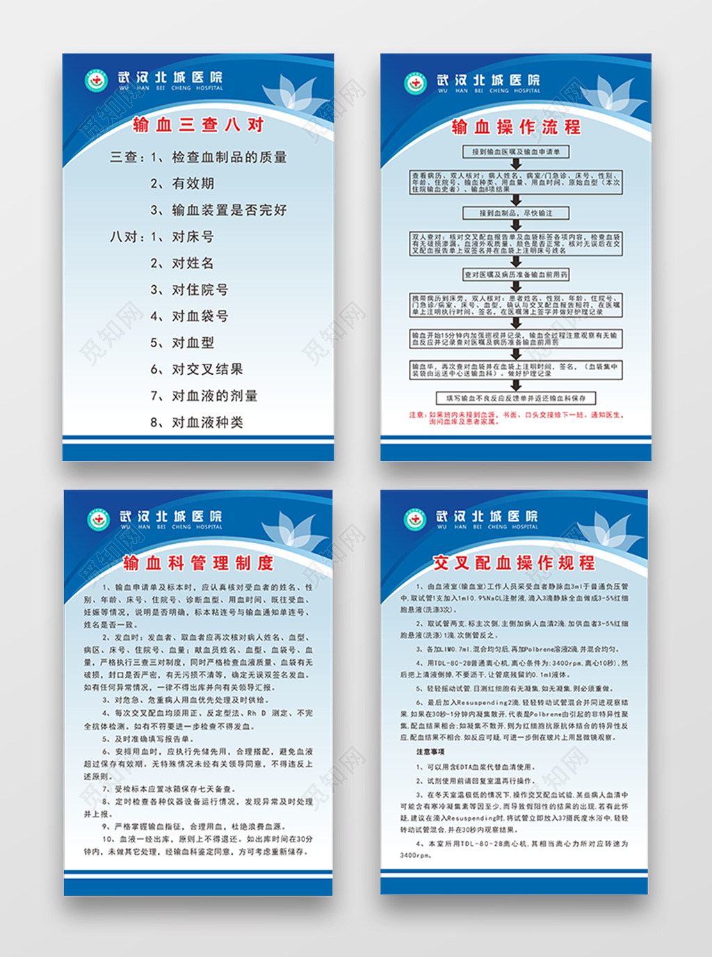 简约医院诊所输血科操作流程管理制度海报