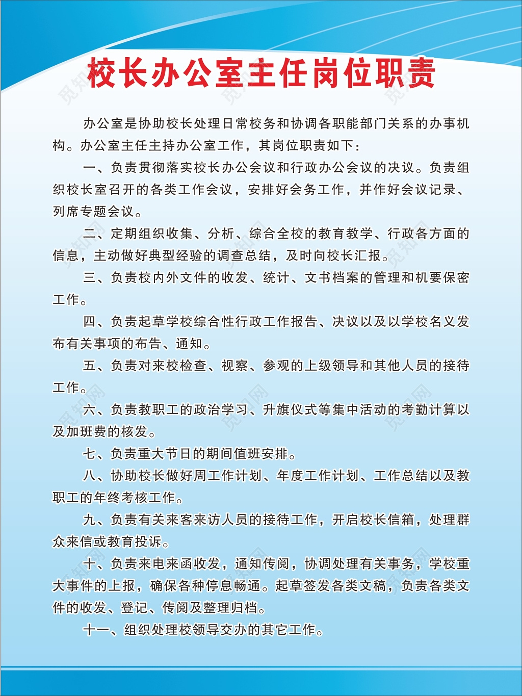 蓝色简约学校办公室管理制度海报