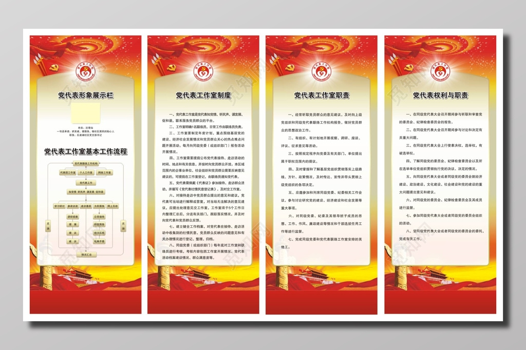 党代表形象展示栏及工作流程及工作室制度与职责等制度牌