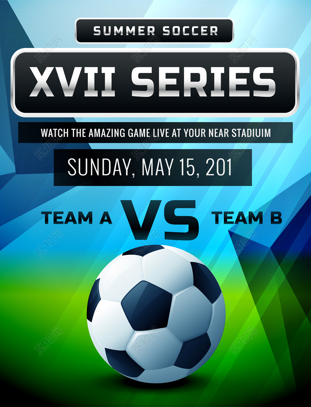 简约运动足球比赛英文海报