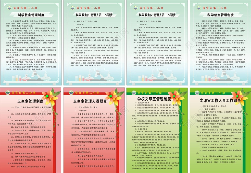 学校科学教室管理制度及卫生室文印室管理制度牌