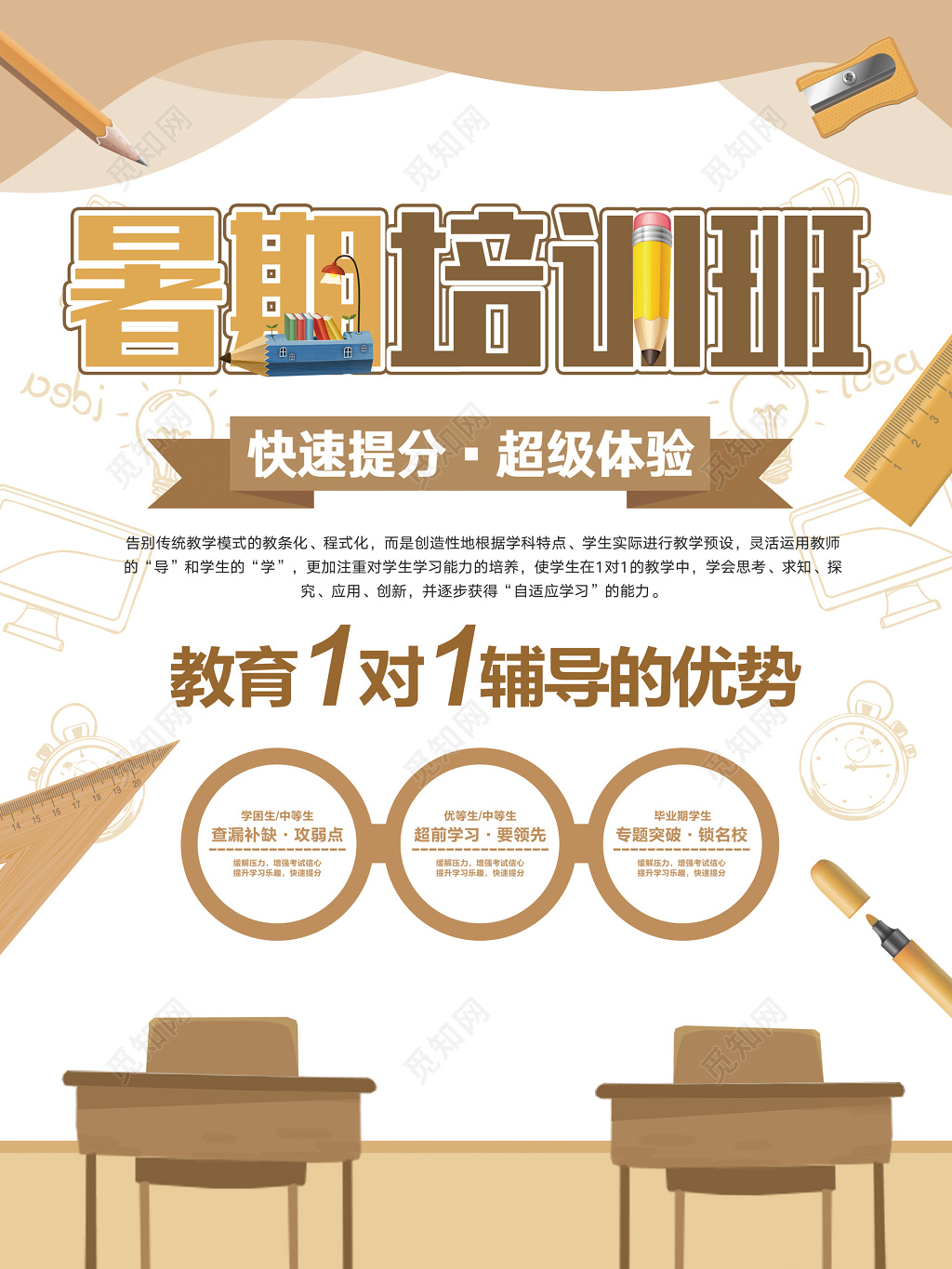 暑假文化课补习班培训班一对一快速提分招生报名海报模板