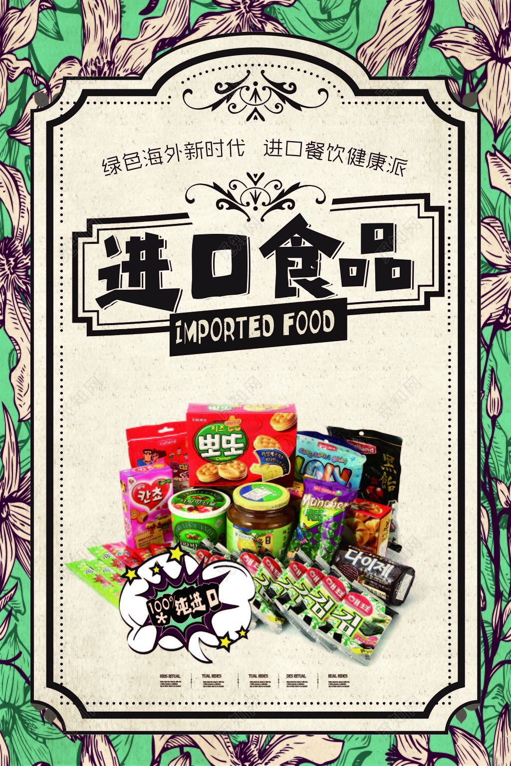 时尚创意背景进口食品食品安全海报设计