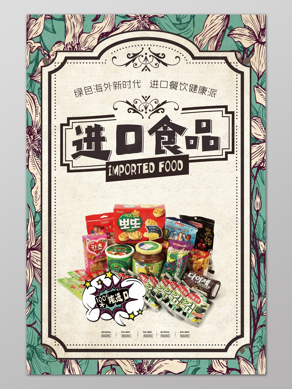 时尚创意背景进口食品食品安全海报设计