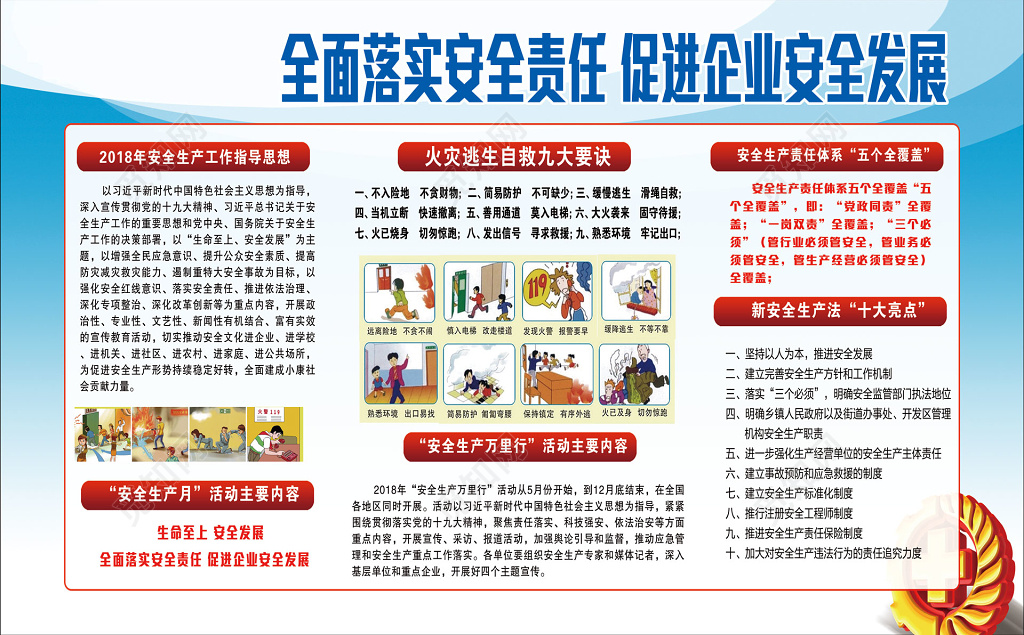 全面落实安全责任安全生产彩色公告栏