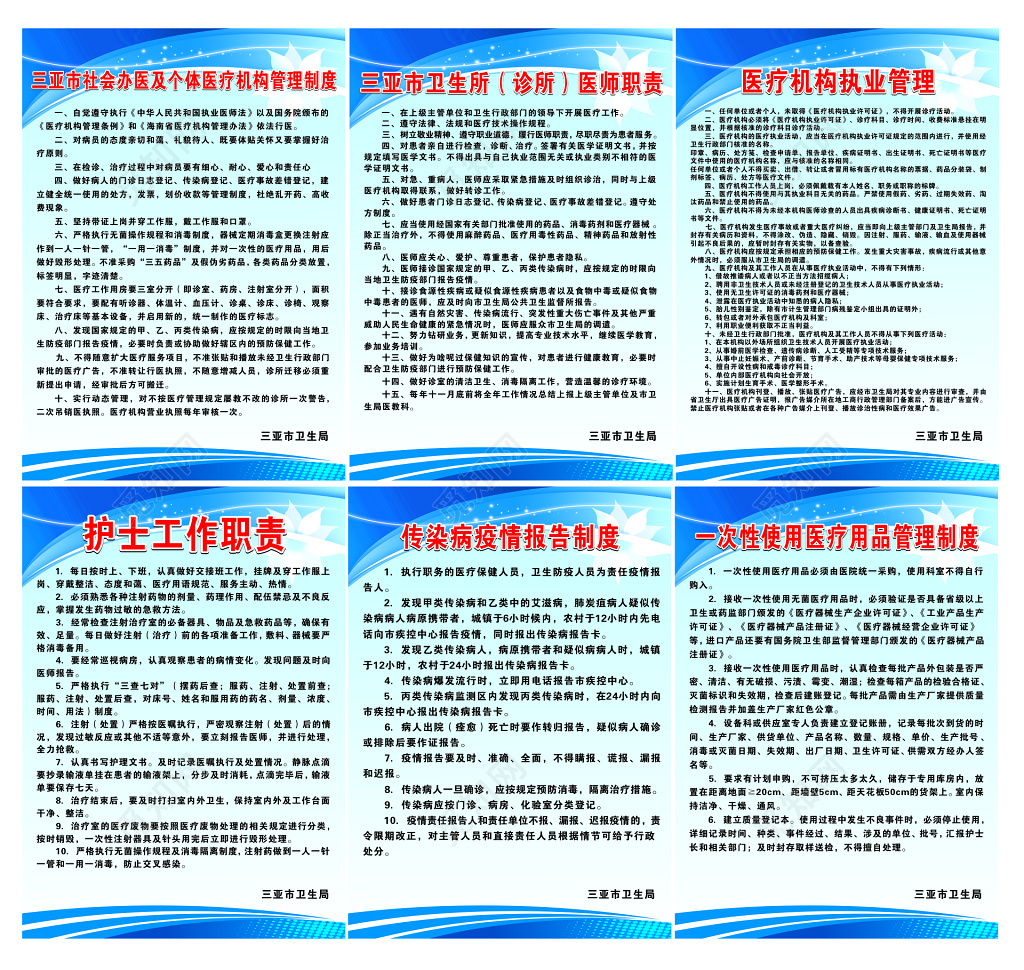 医疗机构管理制度牌