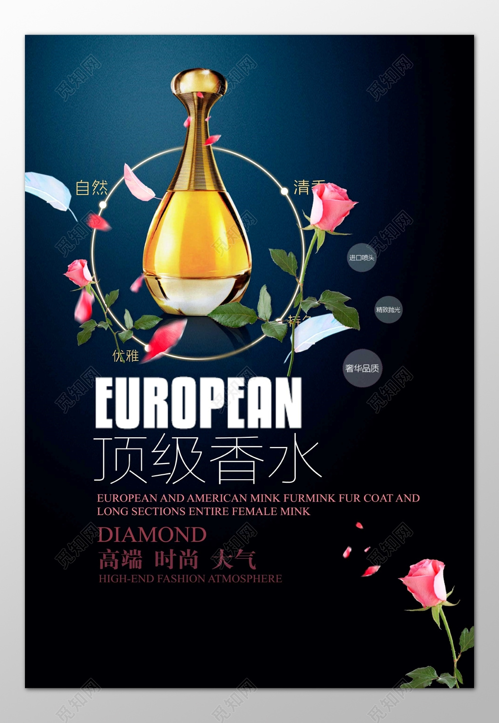 女士香水顶级高端时尚大气折扣优惠促销黑色海报模板