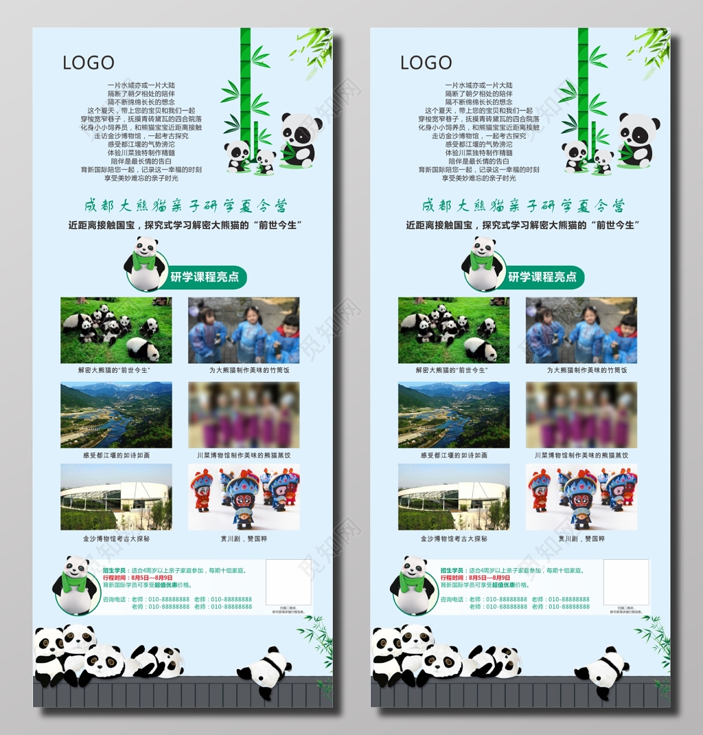 成都大熊猫亲子研学夏令营招生海报