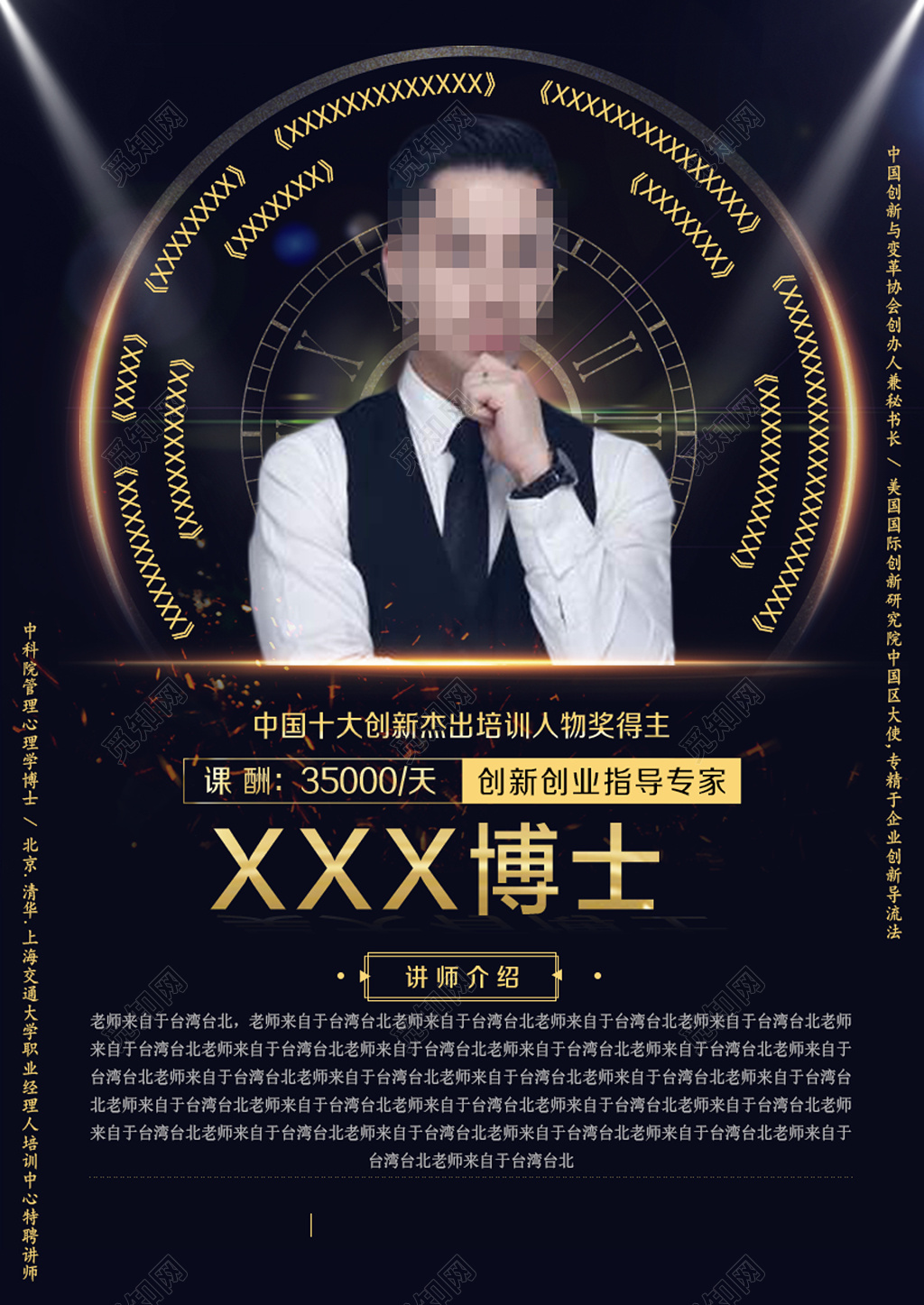 人物海报中国十大创新杰出培训人物奖得主培训讲师简介海报模板