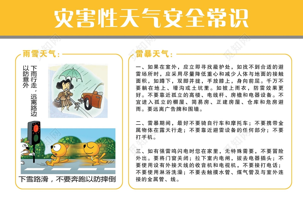 灾害性天气安全常识宣传栏