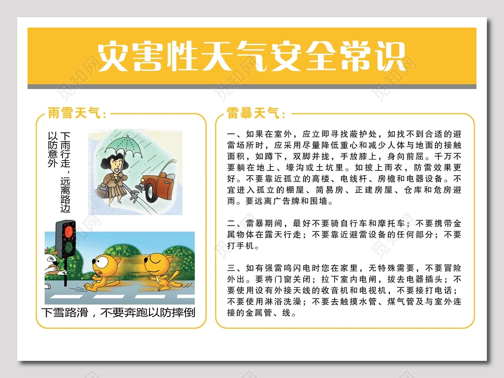 灾害性天气安全常识宣传栏