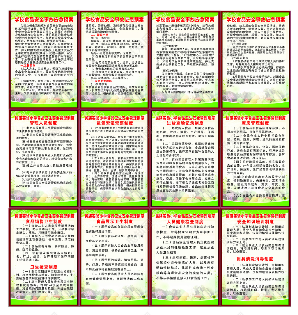 学校食品安全管理制度牌