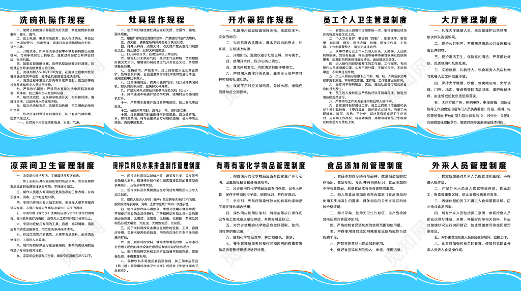 餐饮各项管理制度牌