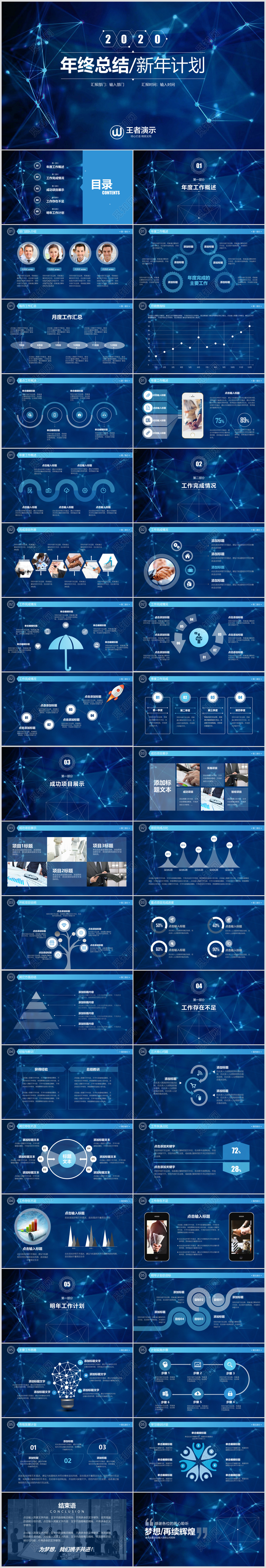 2019深蓝科技年终总结新年计划PPT