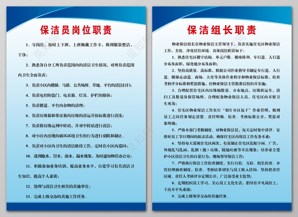 保洁组长职责保洁组长职责制度牌