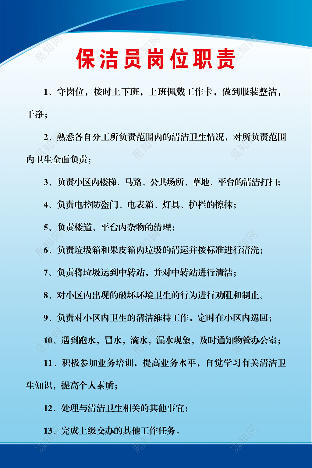 保洁组长职责保洁组长职责制度牌