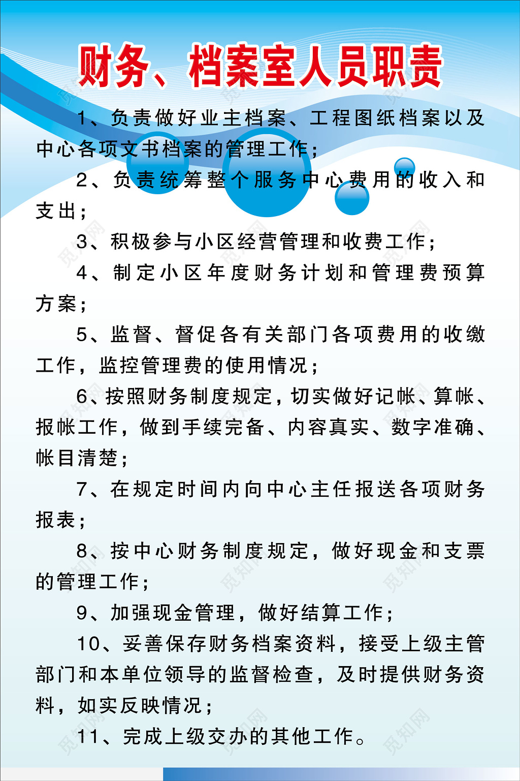 财务档案管理制度财务档案室人员职责制度牌