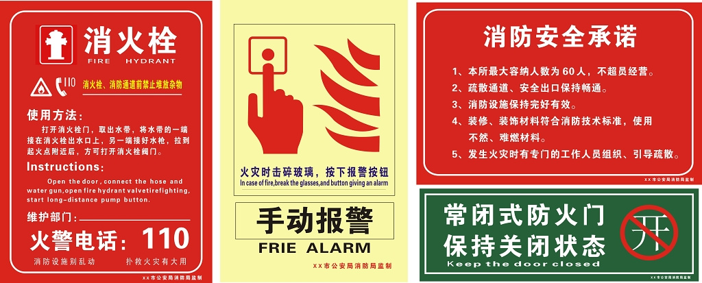 119安全意识消防安全标识牌模板