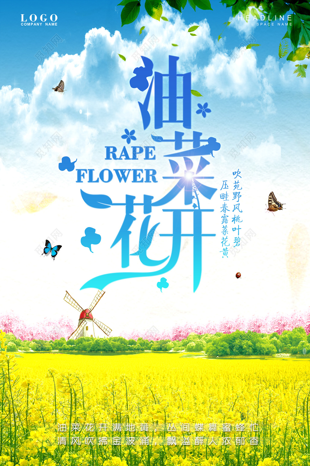 春季春天踏青春游油菜花海报 