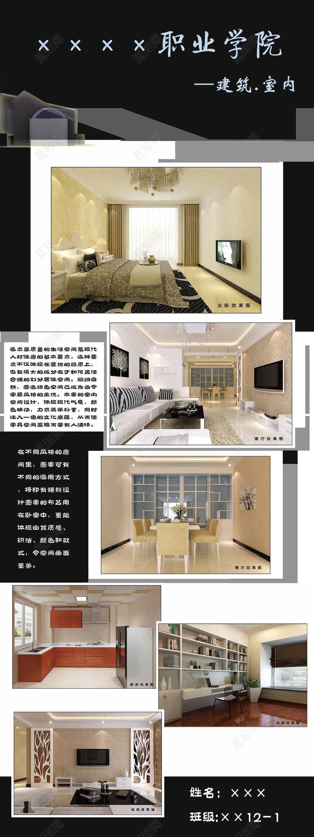 室内装修整体设计毕业设计展示答辩海报模板