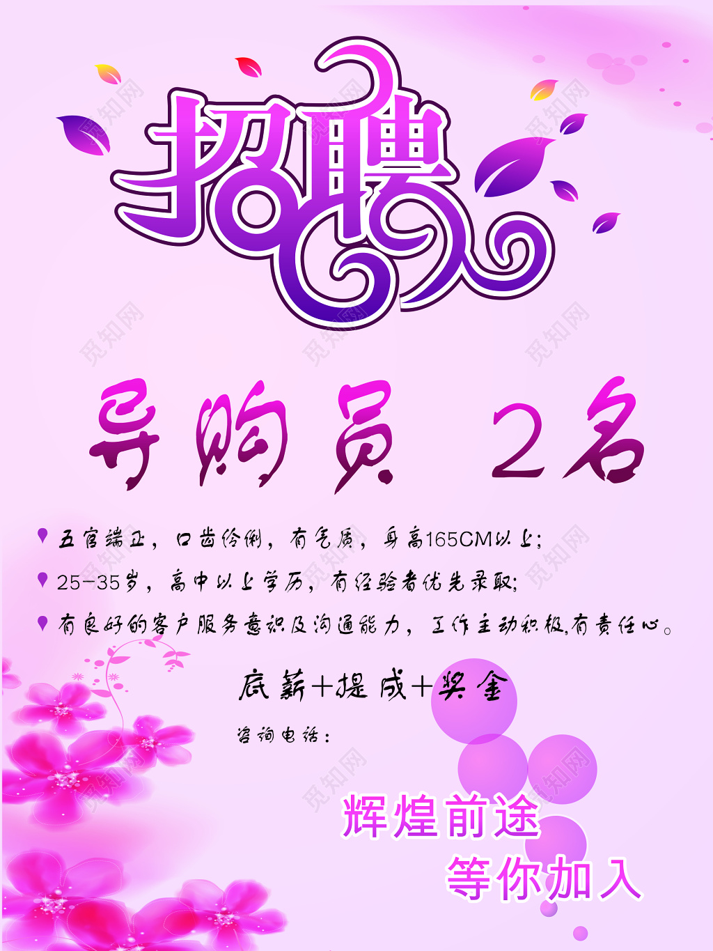 招聘导购员海报