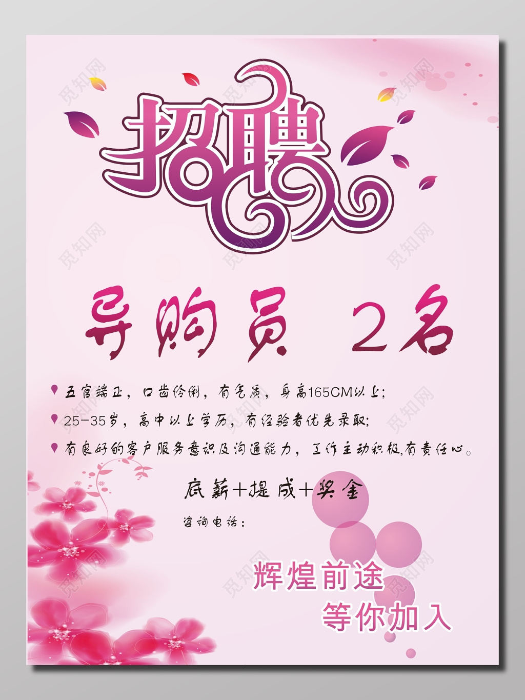 招聘导购员海报