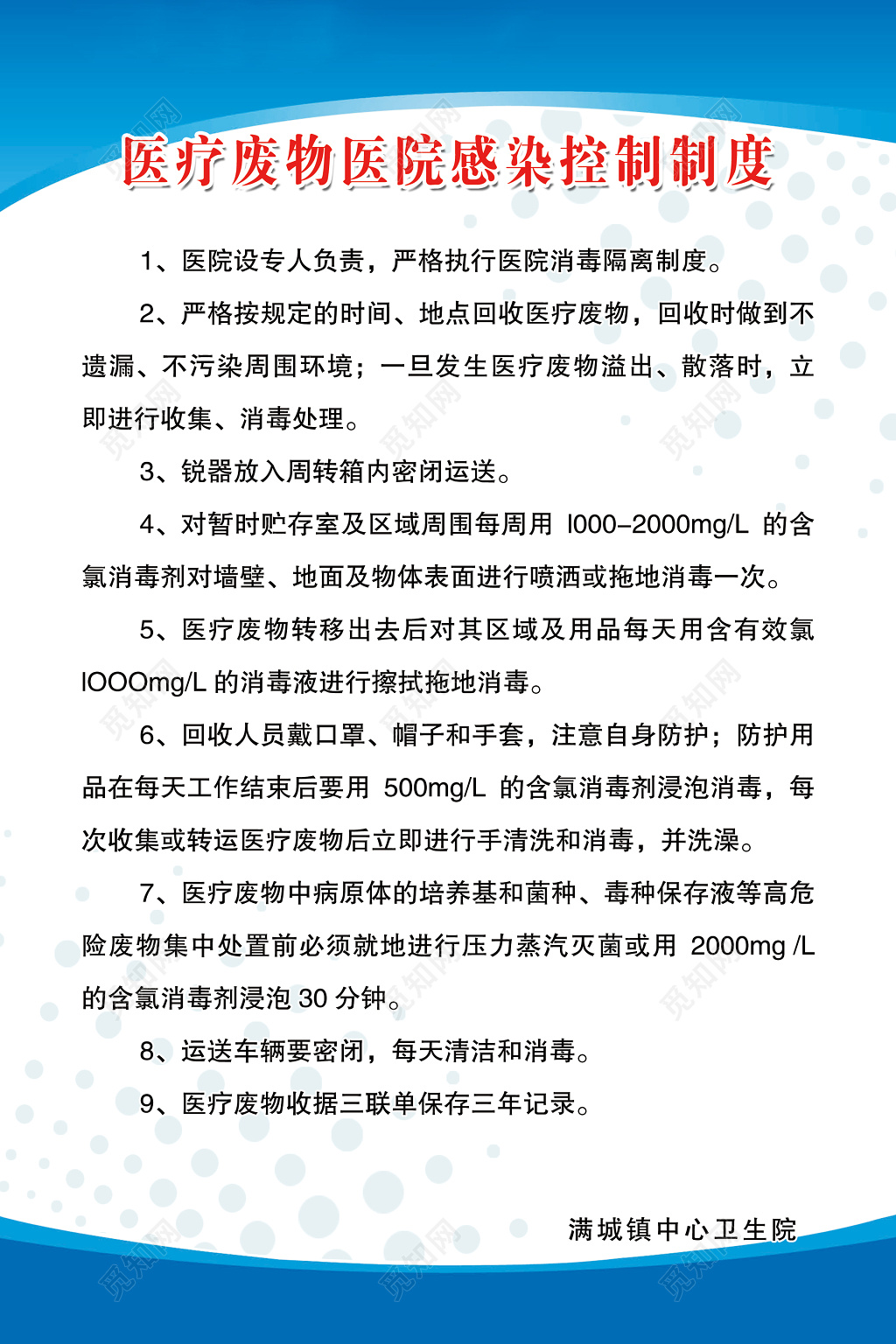医院医疗废物感染控制制度